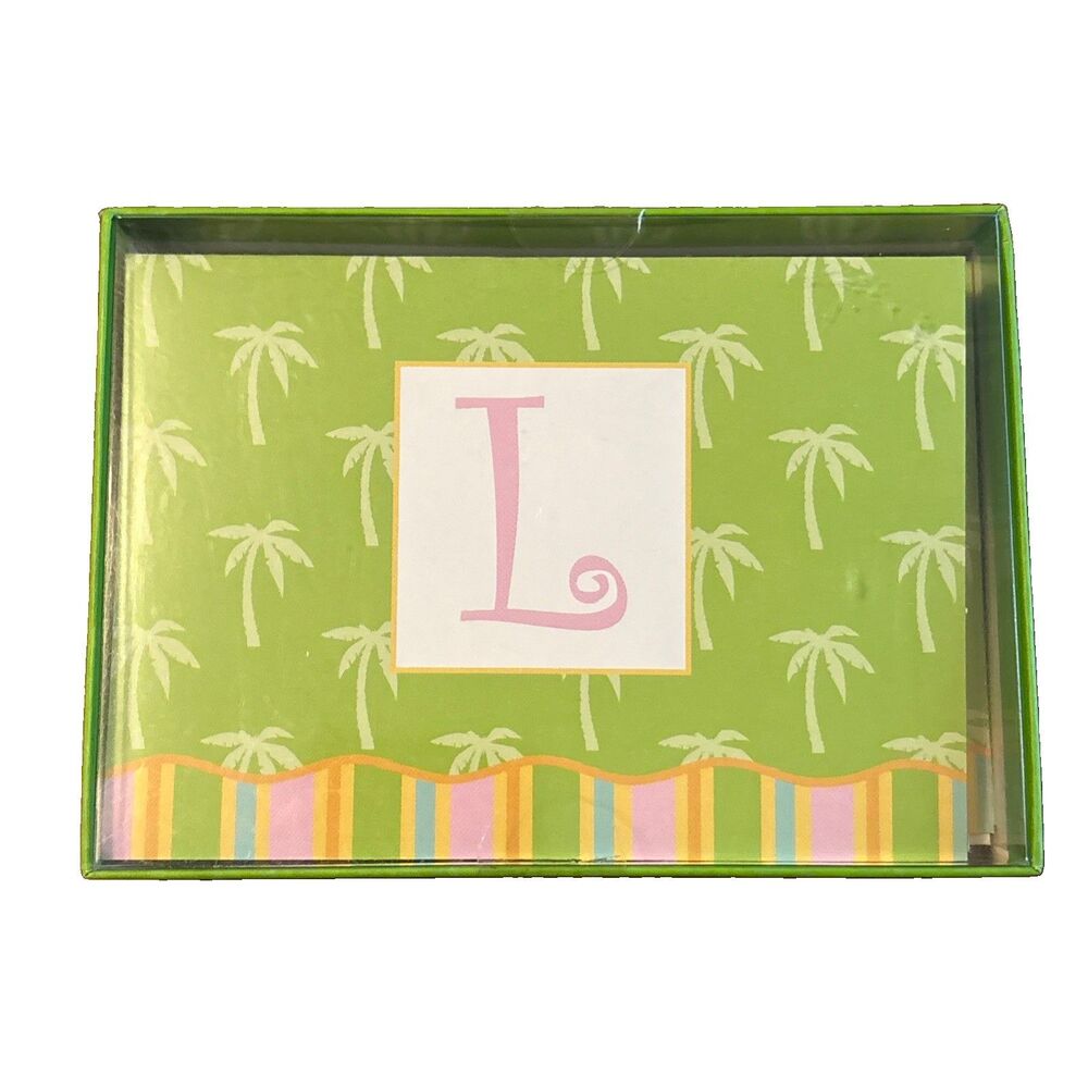 New Box Of 12 Cape Shore 2011 “Initial Coastal L” Blank Inside Note Cards NOS